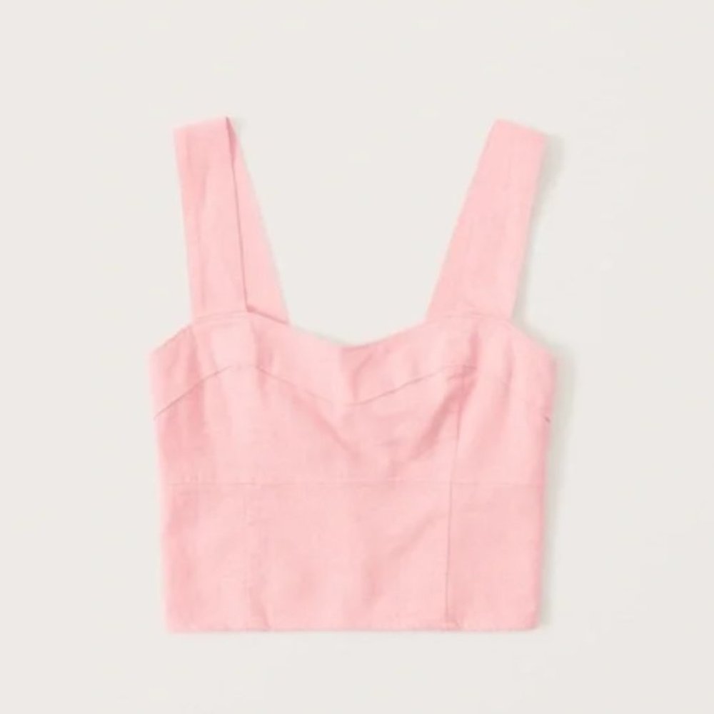 NWT - Abercrombie Cropped Linen-Blend Corset Top